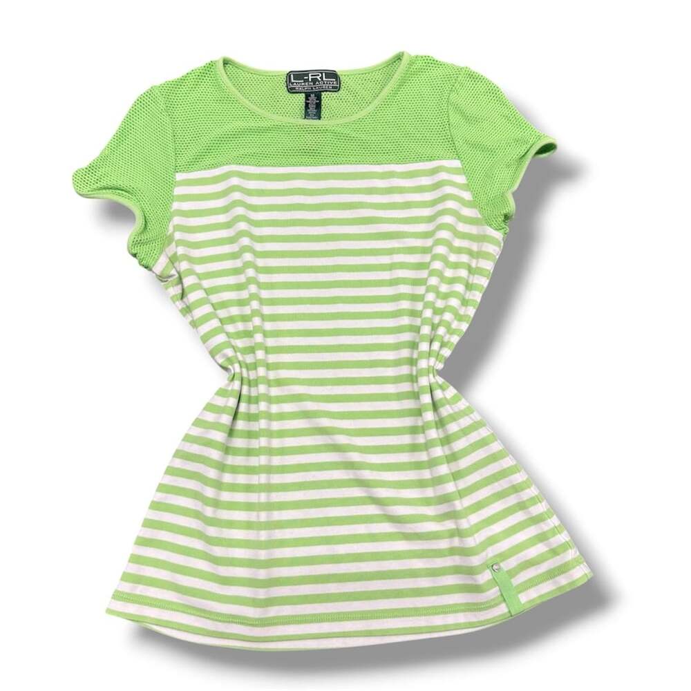 Lauren Active Ralph Lauren Stripe Top Size M Green White